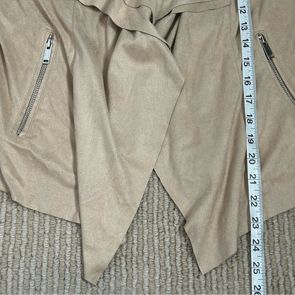 NWT Carmen Marc Valvo Faux Suede Draped Open Front Jacket- Zip Pockets - Picture 15 of 15